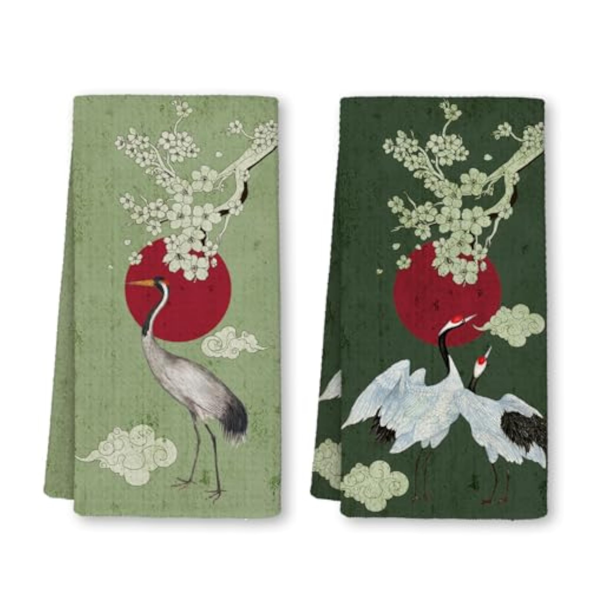 Japanese Crane Bird Kitchen Towels, Bird Lovers Gift