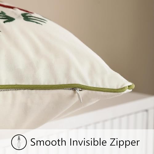 Housse de coussin brodée champignon en coton pour une maison chaleureuse et poétique