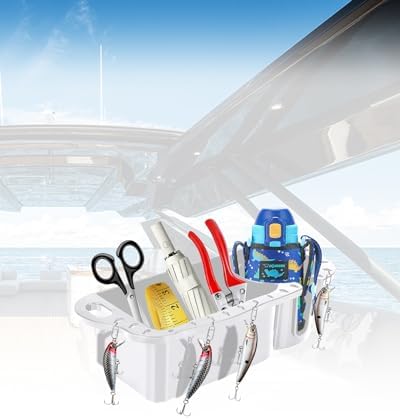 Boat Caddy Organizer, Marine Seat Cup Holder for B100 B200 B300, Boat Storage Organizer Universal Fit for Bass Kayak Pontoon Jon Boat