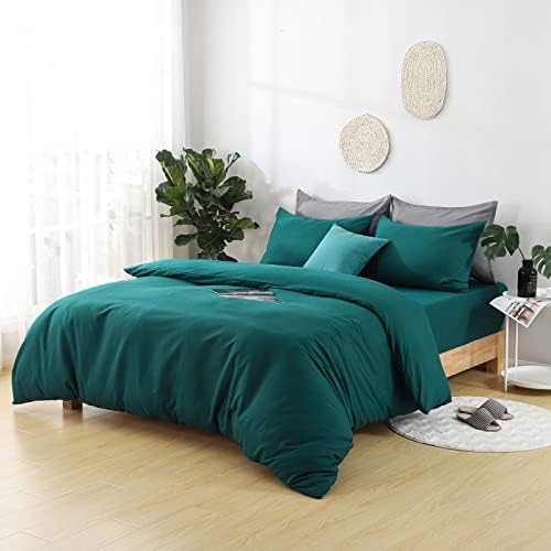 Aisbo Bed Sheet and Duvet Cover Set - 4 Piece Super King Bedding Sets with Fitted Sheet, Soft Microfiber Superking Duvet Cover and Pillowcase Set Red