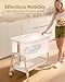 3 in 1 Baby Bassinet with Wheels, Bedside Bassinet Sleeper for Newborn, Portable Baby Crib with 7 Adjustable Height & Large Storage Basket & Full-Mesh, Easy Folding Baby Bed for Infant (Beige)