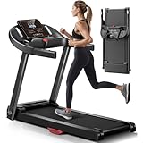 UMAY Treadmill with Heart Rate Sensor, Treadmills for Home Foldable with 3.0HP Quiet Brushless, Dual Cushion System, 14KM/H, Holder for Cup & Phone