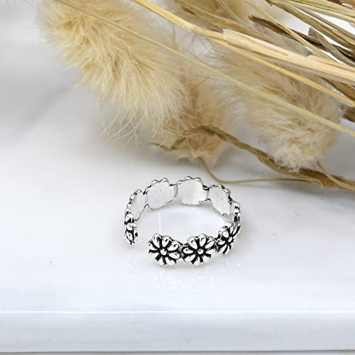 Aeravida Stylish Flowers Wrap .925 Sterling Silver Toe Ring Or Pinky Ring | Comfort Adjustable Band | Open Beach Boho Ring #TOP3