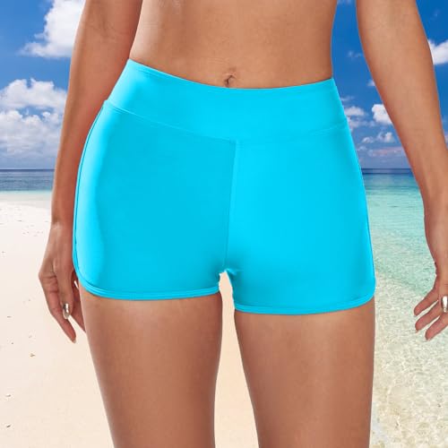 Missvog Plus Size Womens Board Shorts Teal Athletic Stretchy Tankini Boyleg Bottoms Juniors Girls Bathing Suit Trunks thumb #1