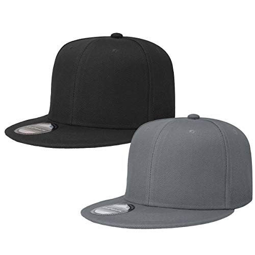 Image of Classic Snapback Hat Cap Hip Hop Style Flat Bill Blank Solid Color Adjustable Size
