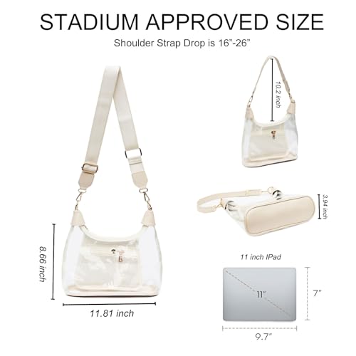 Clear Shoulder Bags for Women, Stadium Approved Cute Hobo Tote Crossbody Handbag Mini Clutch Purse2