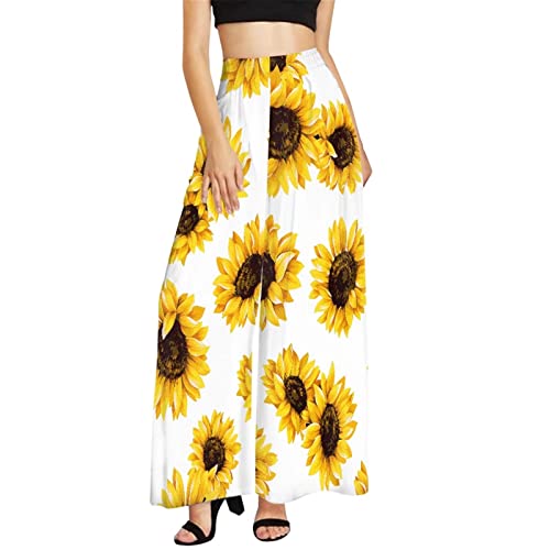 Pantalon Palazzo fluide blanc à motif floral finition haut de gamme