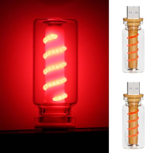 2 Stuks Retro Autolampen, Plug-in USB Led interieur sfeerlichten met Touch en dimbaar, auto USB nachtlampje, draagbare Mini LED interieurlampen voor auto, slaapkamer, woonkamer, hal, Rood