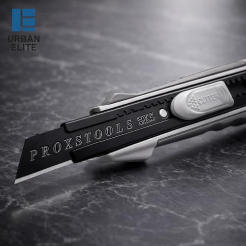 Image of UrbanElite 18mm Cutter Knife Set with 10 Replacement Blades | Retractable Utility Knife | Easy Grip Handle | Home, Office & Warehouse Use