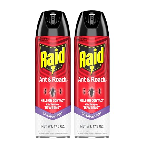 Raid Ant & Roach Killer Spray for Listed Bugs, Keeps Killing for Weeks, Lavender Scent, 17.5 oz (Pack of 2)