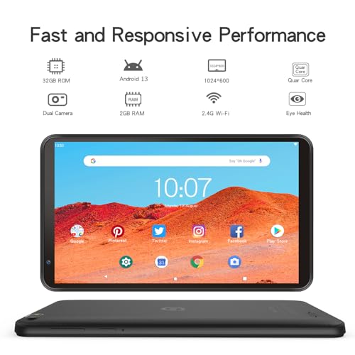 PRITOM 7 inch Tablet 32 GB -Android 13 Tablet PC with Quad Core Processor, HD IPS Display, Dual Camera, WiFi, Bluetooth, Tablet with Case, 2024 - Image 3