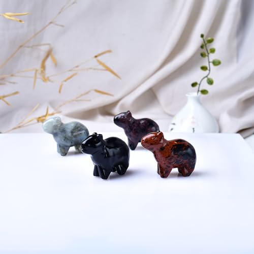 Estatua de Capibara en Obsidiana Natural 2" Cristal Curativo miniatura 4