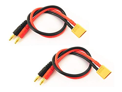 XT60 to 4mm Banana Plug Battery RC Balance Charge Cable Lead Adapter Connector ( 30CM / 12AWG) x 2 PCS