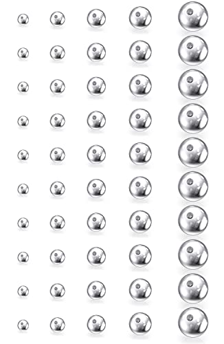 Boernfnso 14G 3Mm 4Mm 5Mm 6Mm 8Mm Externally Threaded 316L Surgical Steel Replacement Balls Barbell Tongue Nipple Belly Button Ring Earring Horseshoe Septum Eyebrow Piercing Balls For Women Men 50Pcs #TOP22