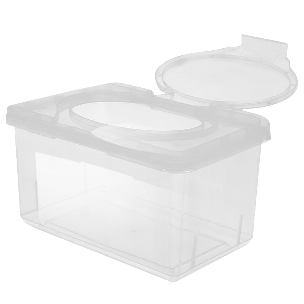 Cabilock Wipe Box Dispenser - Wipes Dispenser, Wipe Holder for Baby & Adult, Clear Refillable Wipe Container with Lid, Keeps Wipes Clean