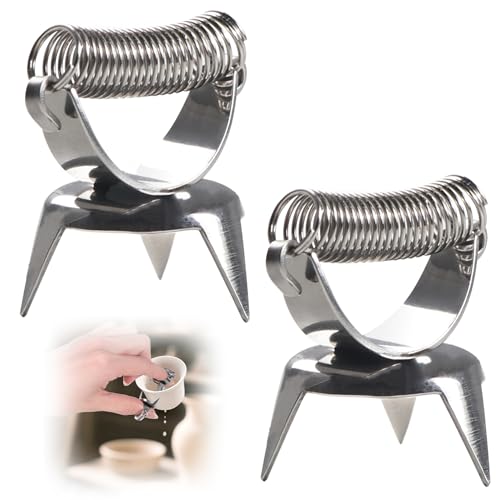 Ztzfacai 2 Pcs Pottery Clay Glaze Clamps, Stainless Steel Fingertip Ceramic Dipping Glaze Clips, Glazing Tongs for Pottery,Clay Glazing Dipping Tools, Non-Slip Sculpture Dipping Tong