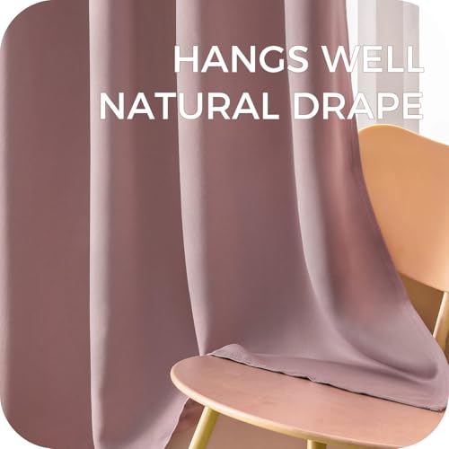 MRTREES Blackout Curtains Bedroom 90 Drop 1 Panel Blush Pink Eyelet Thermal Curtain for Living Room Soft Texture Window Treatments for Kids 90x90 Inch 228x228 CM - Image 6