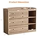 Melidee Changing Table Dresser for Nursery, 47.2”L Baby Dresser with 4 Drawers & Adjustable Open Shelves, 2-in-1 Diaper Changing Station with Removable Topper & Drawer Organizer, Natural Wood