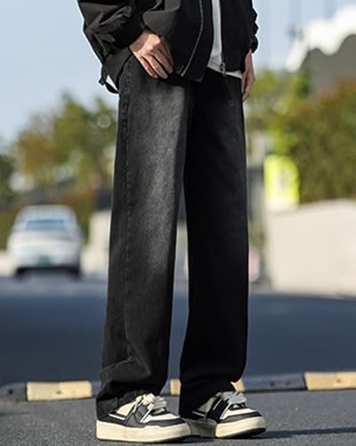 Men's Street Trend Hip Hop Style Straight Casual Loose Wide Leg Denim Trousers4