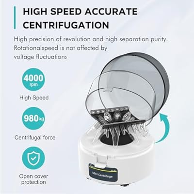 LAB FISH Mini Centrifuge Machine 4000 RPM,980 xg RCF,Lab Benchtop Microcentrifuge W/ 2-in1 Rotor for 0.2/1.5/2ml Capacity Scientific Test Tubes