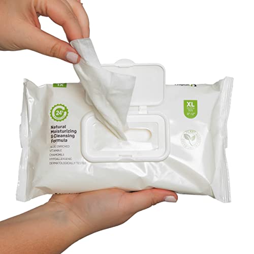 Underx Adult Disposable Washcloths Wipes With Aloe, Xl, Natural Moisturizing, Plant Based, Hypoallergenic, Not-Flushable, For Incontinence #TOP1