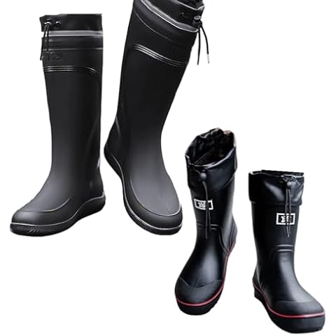 E KAINI Rain Boots for Men Waterproof with PVC Rubber Boots Mens Mud Boots, Comfort Lightweight Gardening Fishing Shoes for Yard Farm Outdoor Work Cover