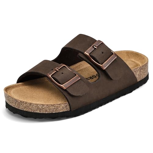 Image of K KomForme Kid Sandals Boy Girl Cork Footbed Slide with Adjustable Strap | Open-toe, Comfort