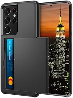 Coolden Compatible with Samsung S21 Ultra Case Wallet Case Shockproof Protective Case Rubber Bumper Phone Case Card Holder Slot Wallet Case Cover Compatible with Samsung Galaxy S21 Ultra (Black)