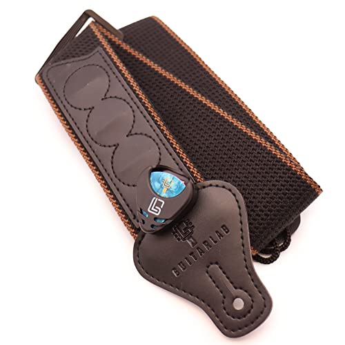Guitar Pick Holder | Includes 10 Free Mixed Picks By Guitar Lab | Stocking Filler | Father's Day Gift | Celluloid Picks For Electric, Bass, Guitar, Ukulele | Adhesive Holder | 0.46Mm 0.71Mm And 0.96Mm #TOP7