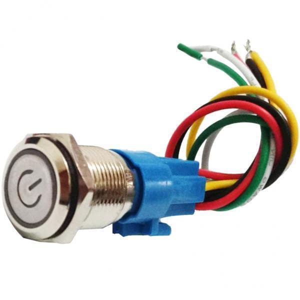 UJEAVETTE 3x16mm Flat Round Self-locking Metal Push Button Switch Universal 220V Green-image-42