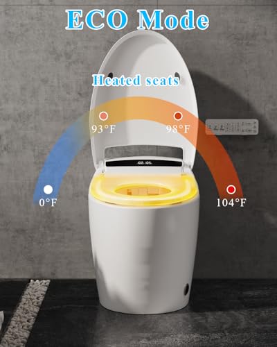 Image of TOTTE Smart Toilet with Bidet Built-in, Auto Open /Close Lid, One Piece Elongated Toilet with Instant Warm Water & Warm Air Dryer, Self-Cleaning Technology, Night Light, Tankless Toilet, ECO Mode