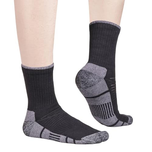 Image of YUEDGE Womens Socks Moisture Wicking Cushioned Crew Socks For Women, Performance Gym Tennis Training Athletic Socks, 5 Pairs