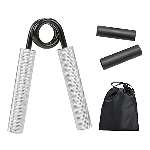 Renforçateur de poignées avec housse rembourrée et sac en tissu Oxford, en acier argenté, 6 niveaux différents disponibles (45,4 kg à 158,8 kg) pour la prise en main, le poignet et les bras (136,1 kg) Cover