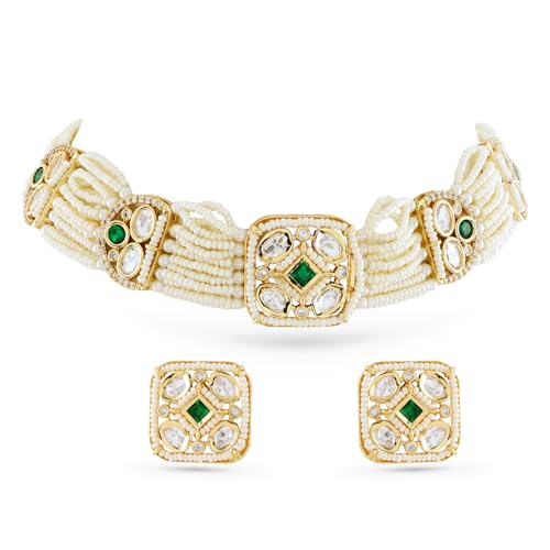 Image of Rubans Choker Necklace Set Kundan Traditional Stylish Jewellery Gift for Women & Girls