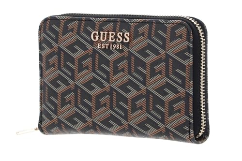 Portefeuille GUESS Laurel SLG noir zip around portefeuille tout-en-un