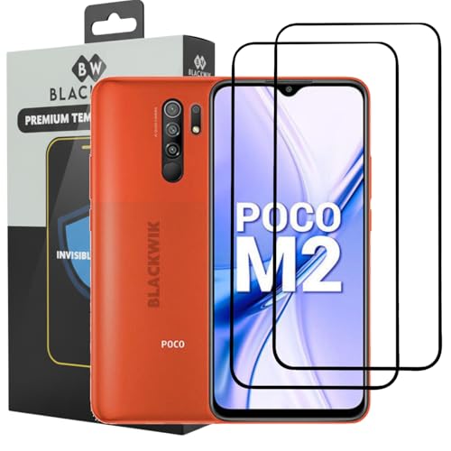 Image of Blackwik Tempered Glass for Xiaomi Redmi 9 / Redmi 9T / Redmi 9 Power /Redmi 9 Prime /Xiaomi Poco M2 / Xiaomi Poco M3 with Edge-To-Edge Coverage | Easy Installation Kit (Black) (Pack Of 2)