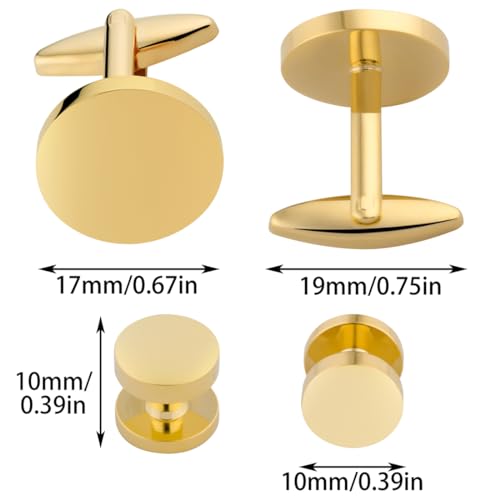 GWD Mens Cufflinks Stainless Steel Tuxedo Shirt Studs Set with Gift Box Silver Black Gold Cuff link Jewelry Gift Wedding Business4