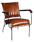 UN MOBILIER CONFORTABLE : Ce fauteuil en cuir de buffle, métal et bois verni offre un confort optimal. Le cuir de buffle offre une douceur inégalée, tandis que la structure en métal et bois verni assure une solidité à toute épreuve. Son assise profon