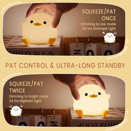 FAMIDUO Lâmpada de pato, luz noturna fofa de pato, luz noturna de pato, regulável de 2 níveis, luz d