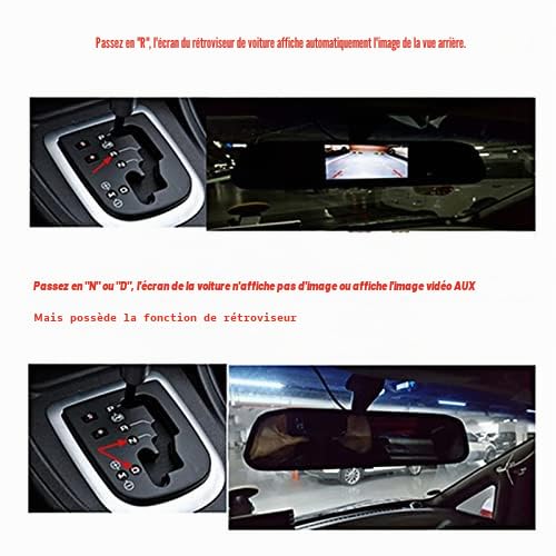 Rétroviseur caméra de recul, Full HD écran tactile 4,3 pouces étanche vision nocturne 8 LED design épuré technologie avancée Caméra de recul pour sécurité voiture camping-car utilisation
