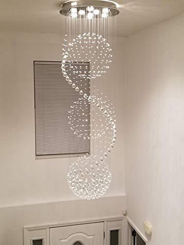 Sefinn Four Flush Mount Light Led Spiral Sphere Rain Drop Crystal Chandelier, Three-Balls  #TOP3