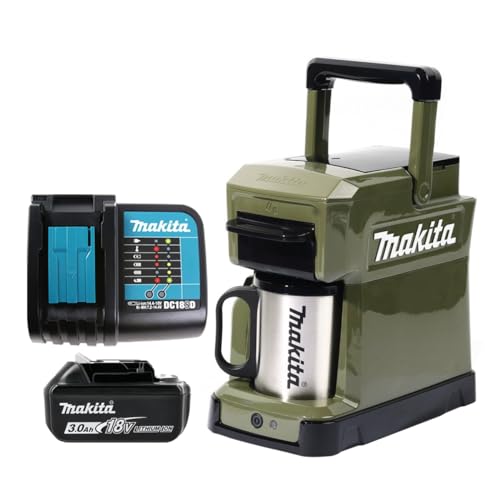 Makita DCM501SFO 10.8v CXT / 18v LXT Cafetera inalámbrica, con 1 batería de 3 Ah y cargador, verde oliva