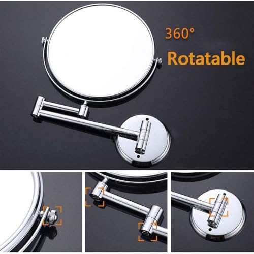 Image of 360 Shaving Mirror Chrome Finish & 3X Magnification Mirror for Makeup with Wall Mount Bracket Shaving & Swivel Dual Side Round Mirror for Bathroom & Vanity