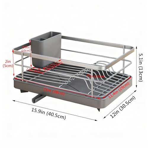 Escurridor de platos de acero inoxidable y drenaje giratorio 360° 8
