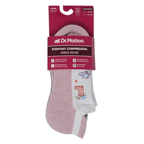 Image of Dr. Motion 6 Pairs Womens Low Cut Ankle Cushioned Breathable Compression Socks
