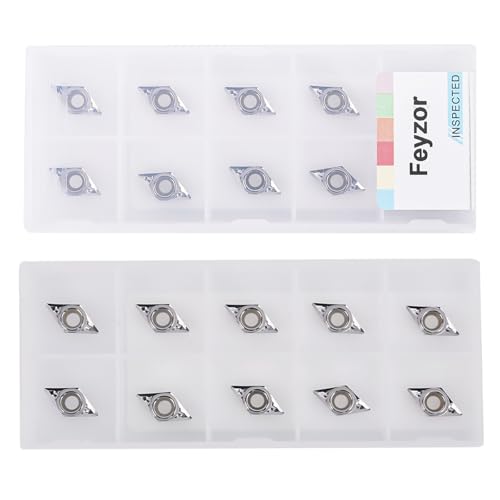 Feyzor Carbide Inserts for Aluminum DCGT21.51 DCGT070204-AL 10PCS, Precision Cutting and Enhanced Durability