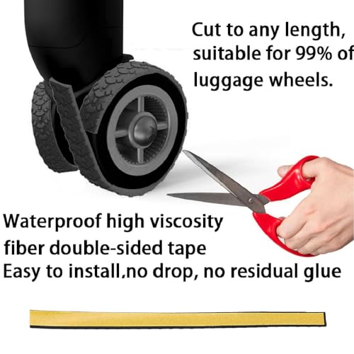 2pcs Silicone Luggage Wheel Covers Noise Reduction, Scratch, Easy Install Suitcase Wheels Protectors for Travel with Adhesive Tape, Compatible with Most Sizes (Black)3