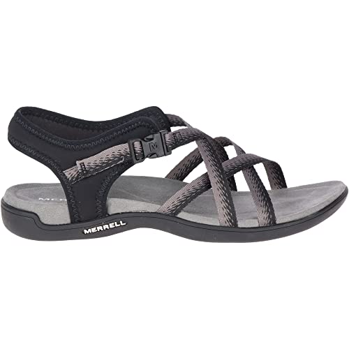 Merrell District MURI Lattice, Sandalias de Talón Abierto Mujer, Negro (Black/Charcoal), 37 EU