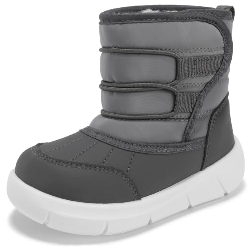 STQ KIDS Toddler Boys Snow Boots Wide Toe Box Winter Shoes Outdoor Grey T5