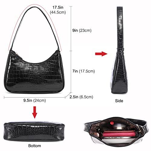 LOVEVOOK Shoulder Bag for Women, Small Purses Croc Pattern Clutch Purse Vegan Leather Little Purse Cute Mini Handbag4